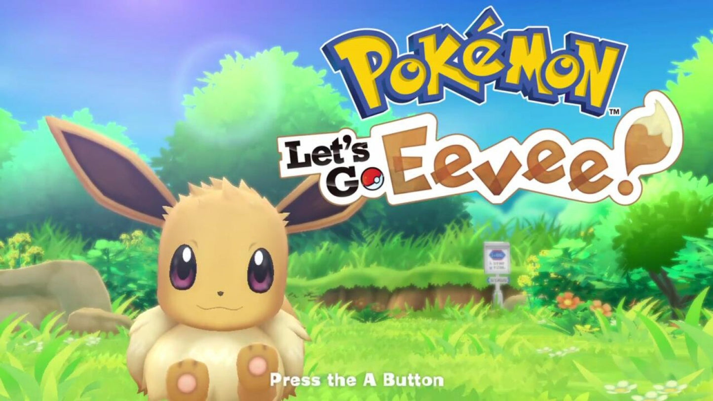 Pokemon: Let's Go Eevee start screen for Nintendo Switch (NS) video game