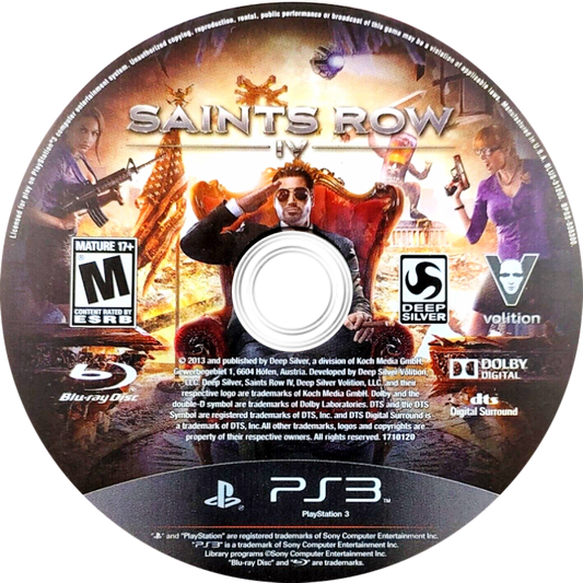 Saints Row IV disc art for PlayStation 3 (PS3) video game