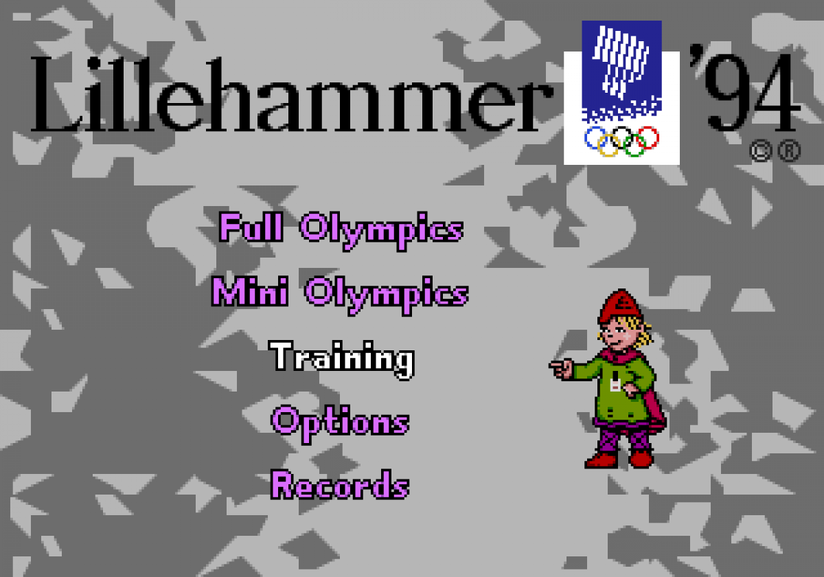 Winter Olympic Games Lillehammer 94 title screen for Sega Genesis (GEN) video game