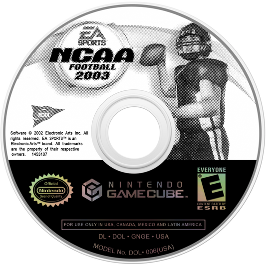 NCAA Football 2003 disc for Nintendo GameCube (GC) college football sports video game
