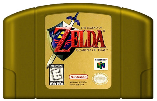 The Legend of Zelda Ocarina of Time Collectors Edition Nintendo 64 N64 gold cartridge action adventure game Link Hyrule classic Zelda series puzzle solving dungeon exploration boss battles Nintendo retro gaming cartridge video game title cartridge