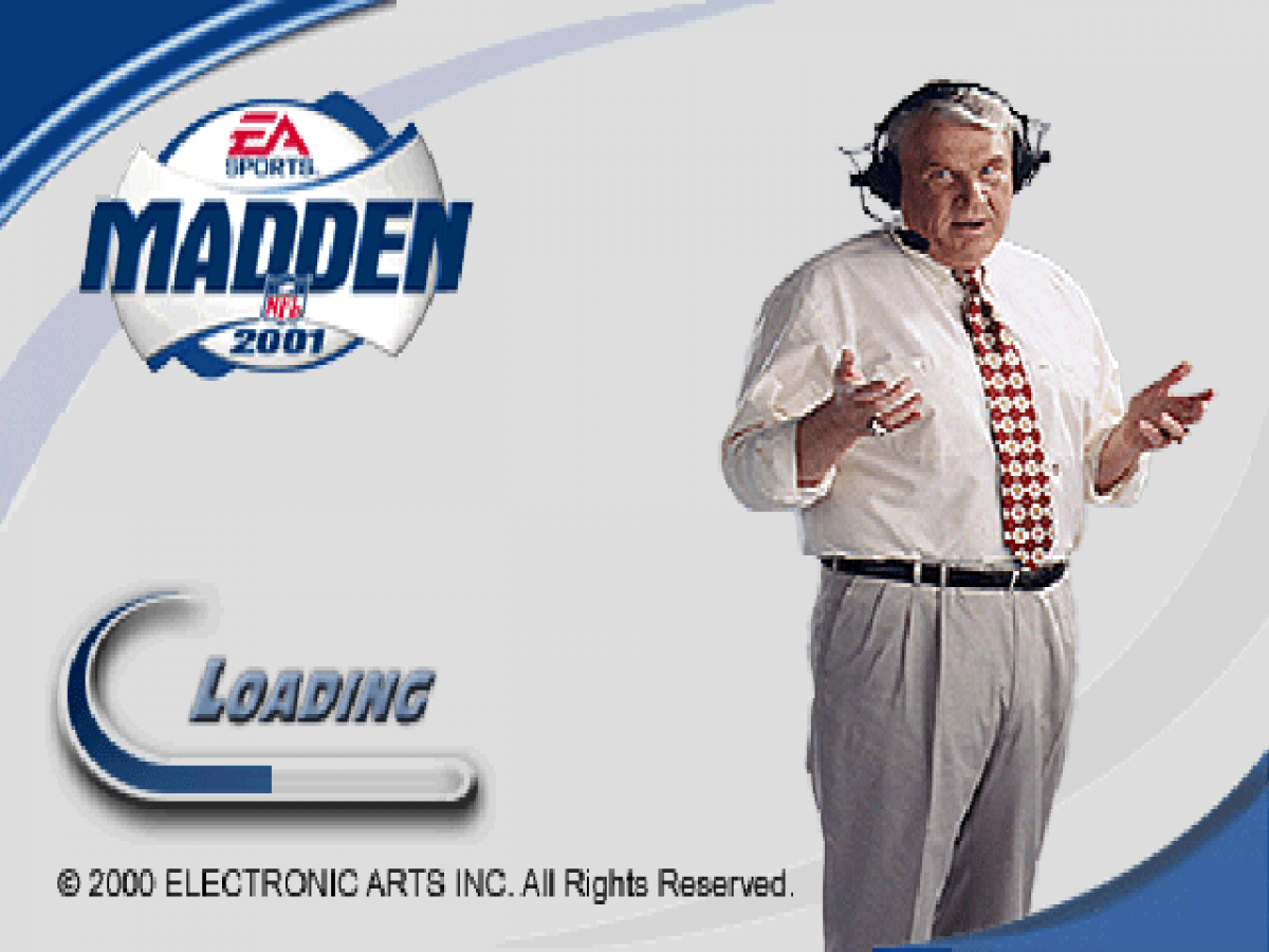 Madden NFL 2001 title page for PlayStation 1 PS1 retro football video game