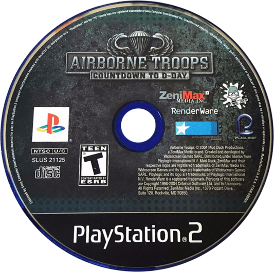 Airborne Troops: Countdown to D-Day PS2 action shooter video game disc