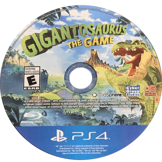 Gigantosaurus The Game PlayStation 4 PS4 family adventure video game dino buddies Rocky Tiny Mazu and Bill prehistoric world exploration solving puzzles kart racing saving Giganto from extinction cooperative multiplayer up to four players based on the Disney Junior animated series disc