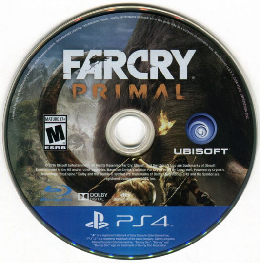 Far Cry: Primal – PlayStation 4 (PS4) video game disc, open-world action adventure by Ubisoft