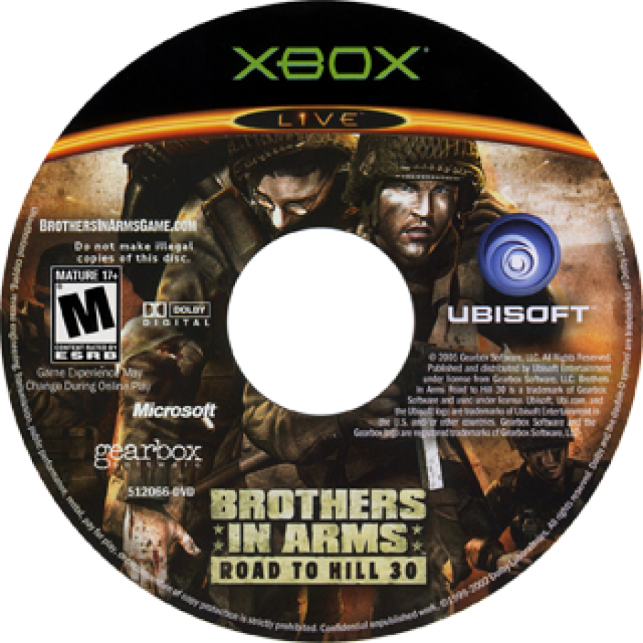 Brothers in Arms Road to Hill 30 disc art for Xbox (XBOX) video game
