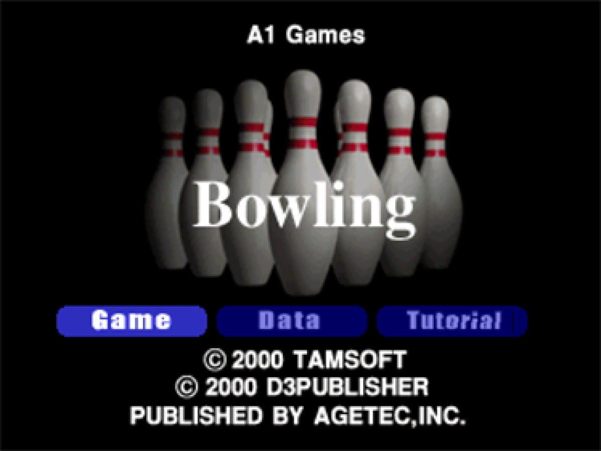 Bowling start screen for PlayStation 1 (PS1) retro video game