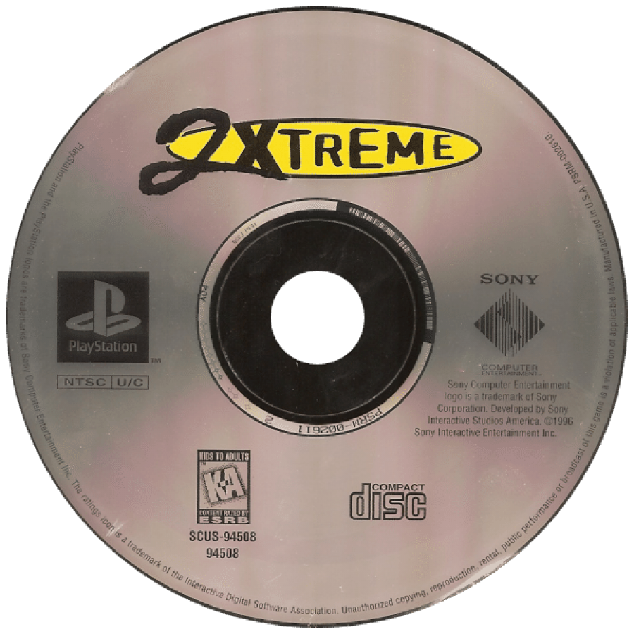 2Xtreme disc for PlayStation 1 (PS1) retro extreme sports video game