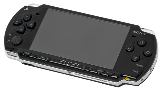PSP 2000 console Sony PlayStation Portable Slim handheld gaming system PSP 2000 model slim lightweight design portable console UMD disc gaming WiFi multimedia device retro handheld gaming system Sony PSP hardware front tilt