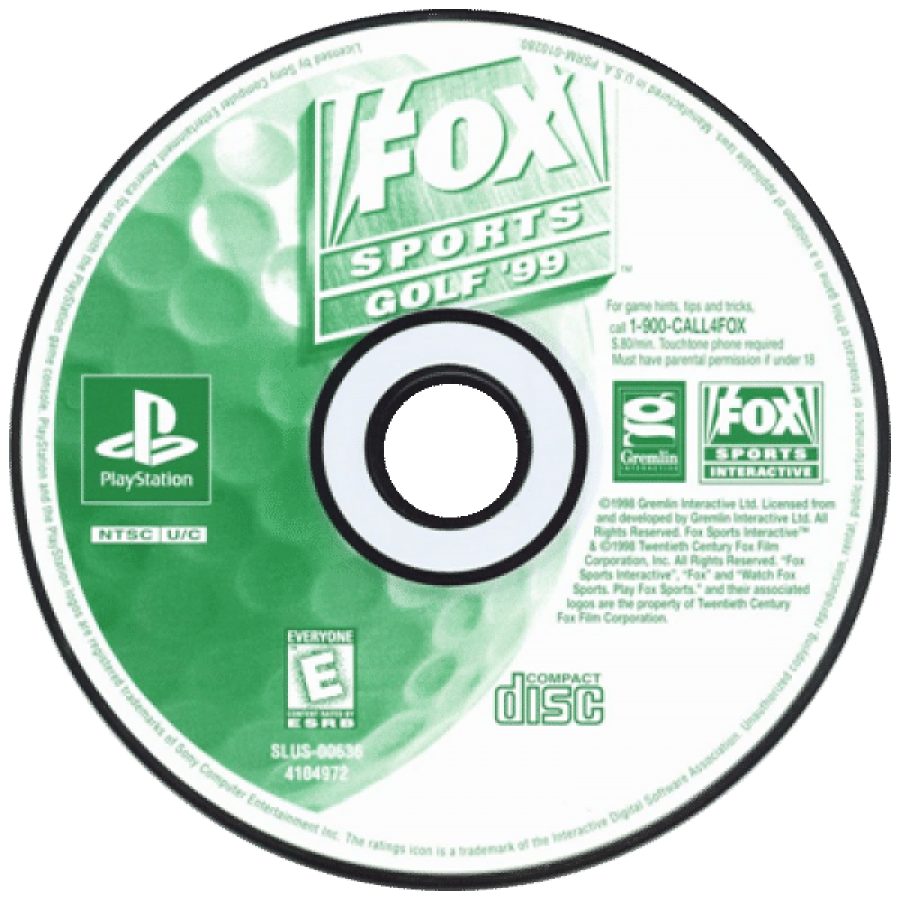 Fox Sports Golf '99 disc for PlayStation 1 (PS1) retro golf video game