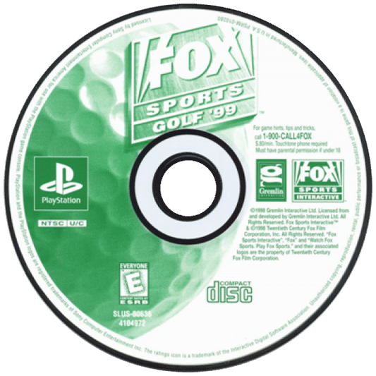 Fox Sports Golf '99 disc for PlayStation 1 (PS1) retro golf video game