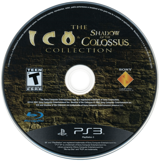 Ico and Shadow of the Colossus Collection disc for PlayStation 3 PS3 video game