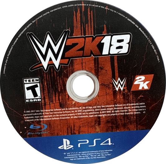 WWE 2K18 PS4 inspired design featuring modern pro wrestling simulation aesthetic realistic ring action superstar entrances championship matches sports entertainment spectacle roster showcase dynamic WWE gameplay presentation disc