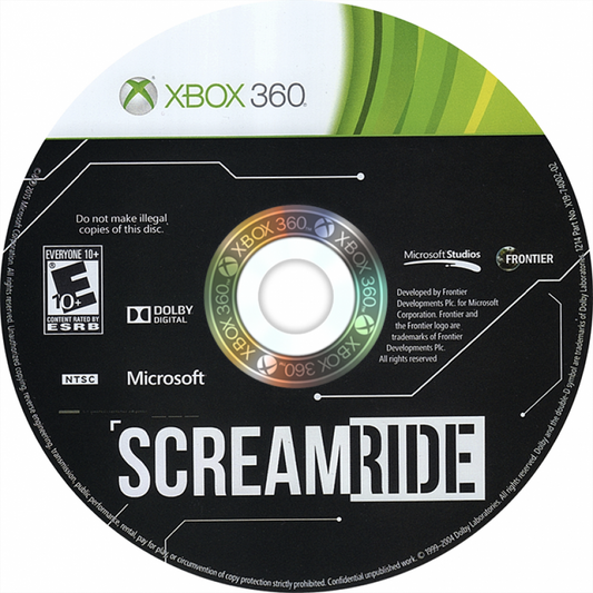 ScreamRide disc for Xbox 360 (X360) construction and demolition roller coaster simulation video game