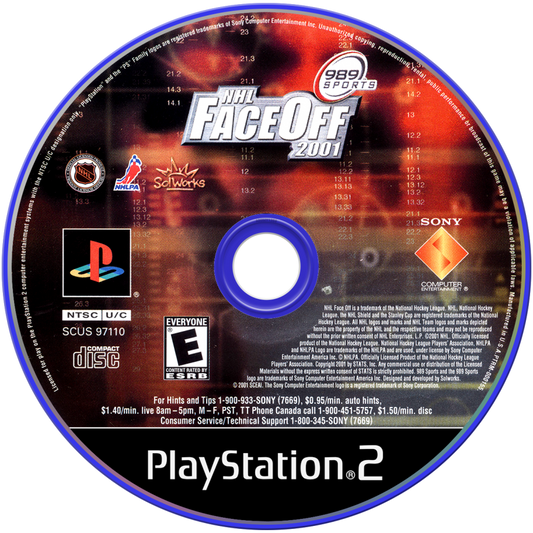 NHL FaceOff 2001 – PlayStation 2 (PS2) video game disc, ice hockey sports simulation game.