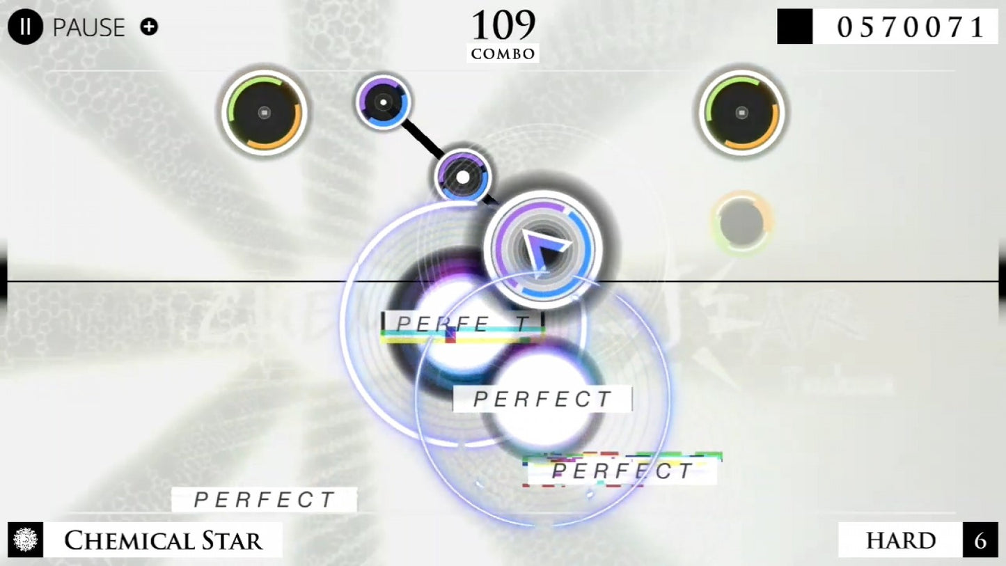 Cytus Alpha for Nintendo Switch with rhythm-music gameplay and stylized futuristic artwork gameplay