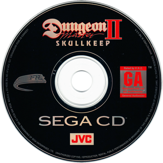 Dungeon Master II The Legend of Skullkeep Sega CD first person dungeon crawler RPG fantasy adventure real time combat puzzle solving exploration magic spells classic computer RPG style retro gaming Sega CD software video game title disc