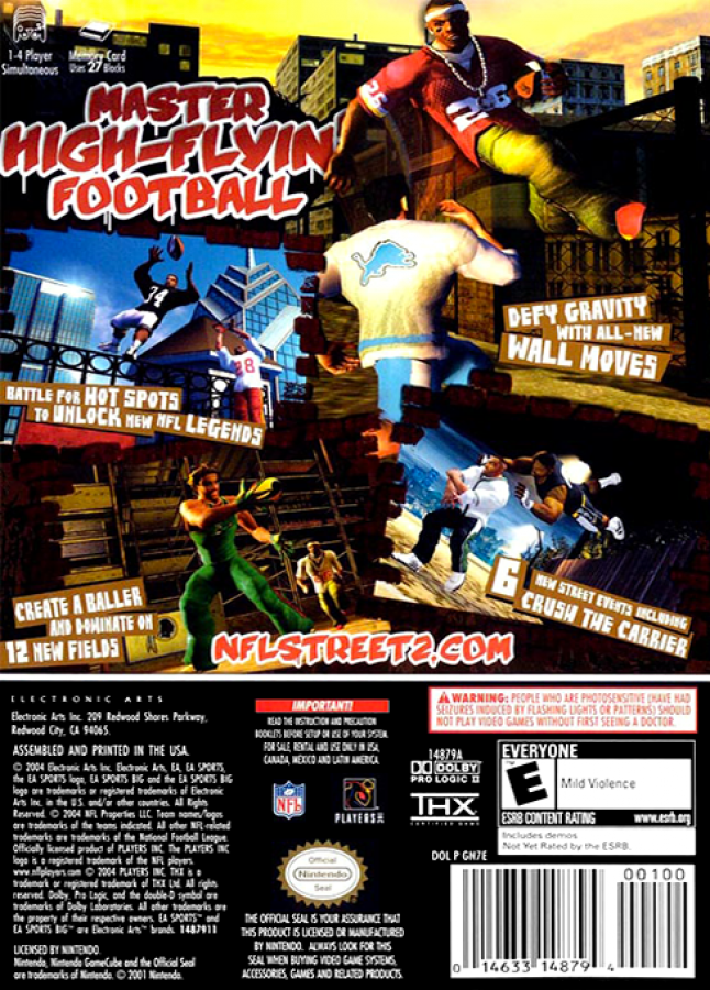 NFL Street 2 back of case for Nintendo GameCube (GC) street football sports video game