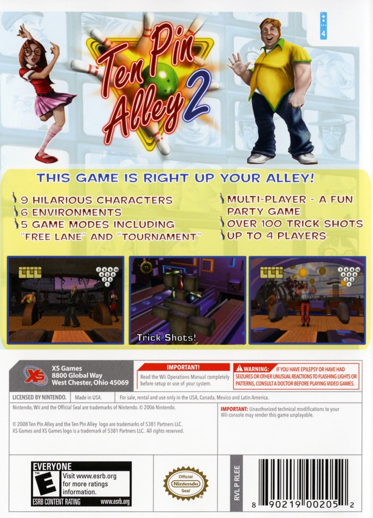 Ten Pin Alley 2 – Nintendo Wii (Wii) bowling sports simulation video game back of case