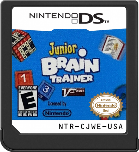 Junior Brain Trainer for Nintendo DS educational puzzle game featuring memory math logic challenges stylus touchscreen gameplay family friendly brain training activities cartridge
