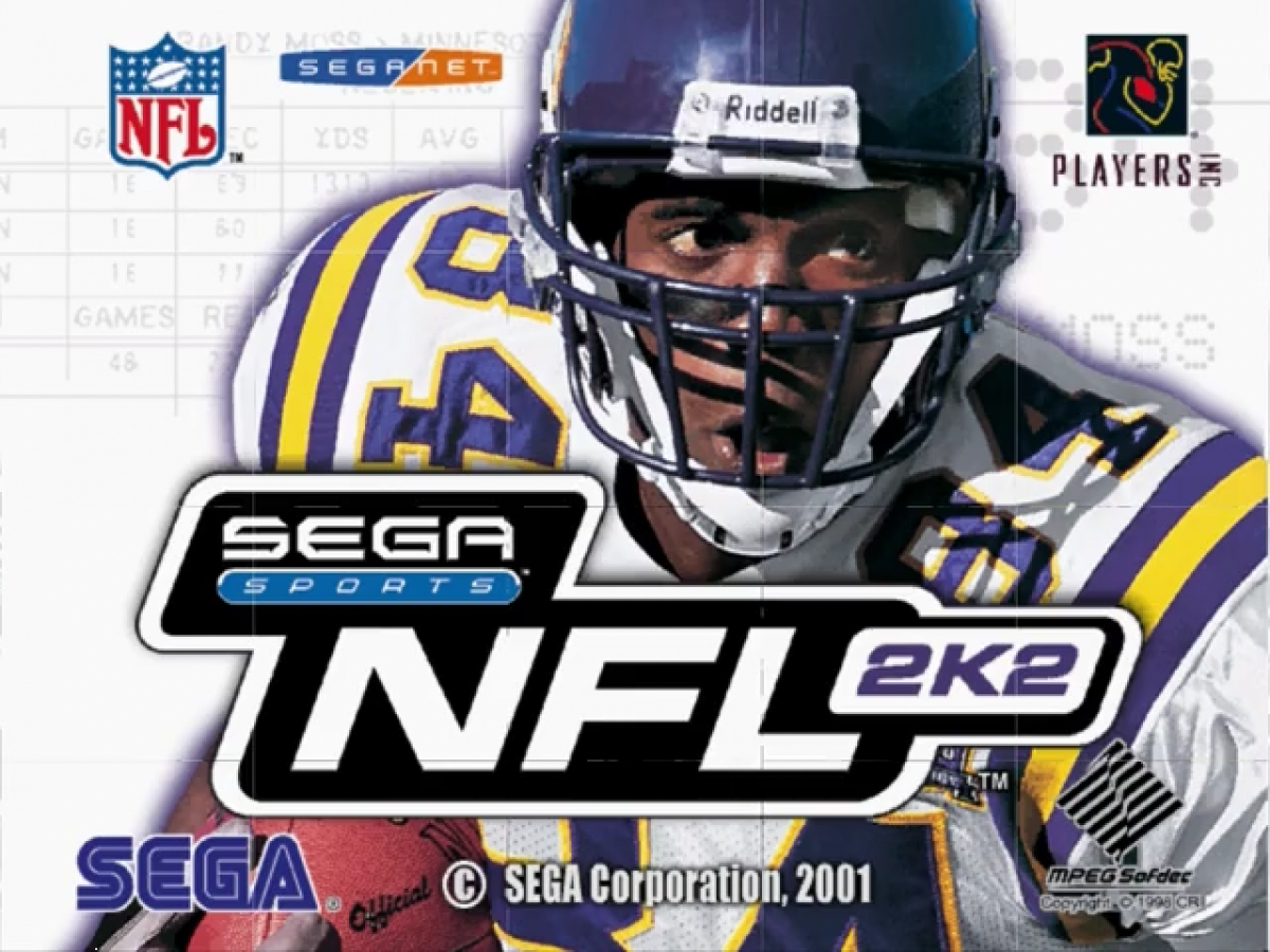 NFL 2K2 title screen for Sega Dreamcast (DC) video game