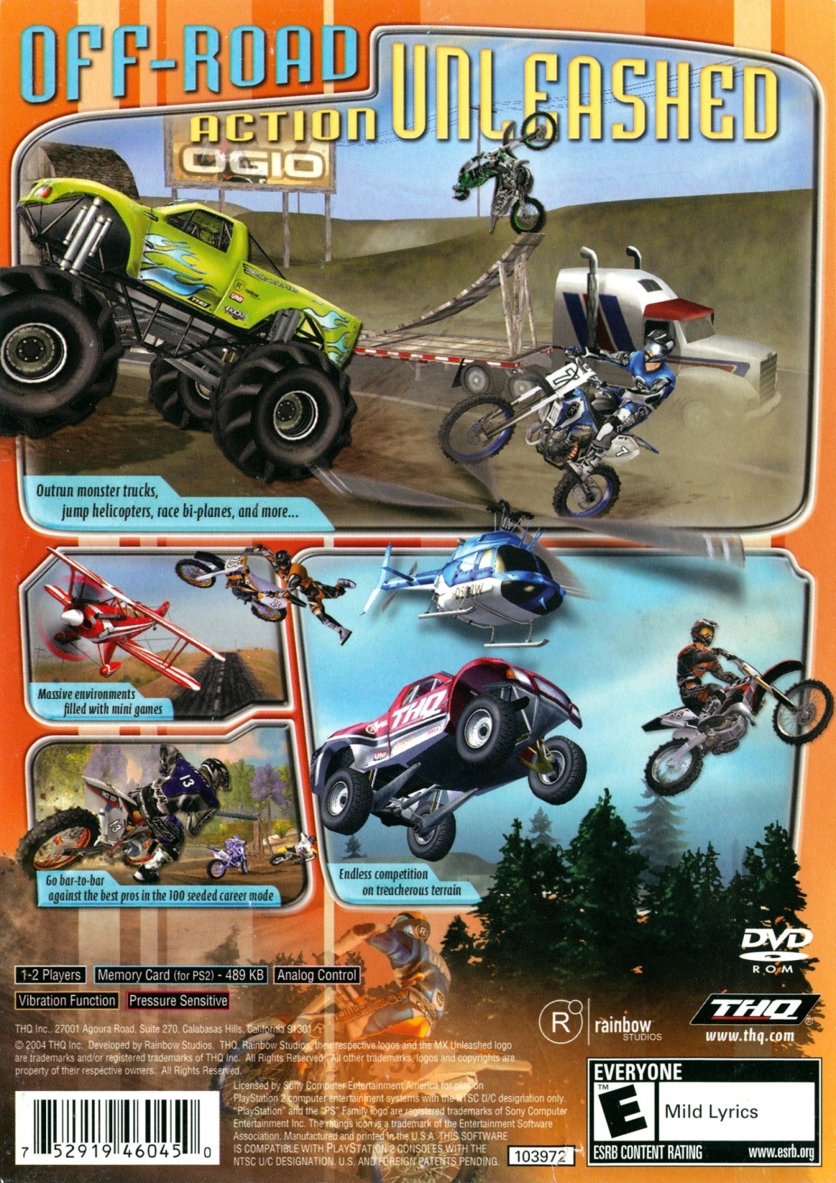 MX Unleashed – PlayStation 2 (PS2) motocross racing video game back of case