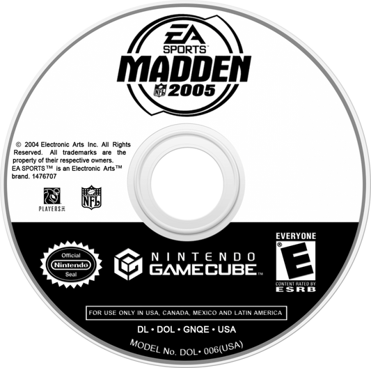 Madden NFL 2005 disc for GameCube (GC) sports football video game
