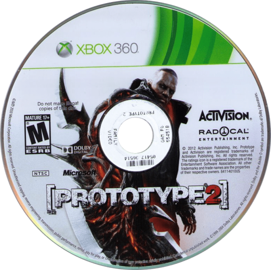 Prototype 2 disc for Xbox 360 (X360) open-world action-adventure video game