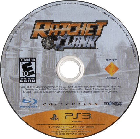 atchet & Clank Collection PlayStation 3 PS3 video game featuring action adventure platforming gameplay Ratchet and Clank characters colorful planets exploration weapon upgrades puzzle solving combat challenges and classic PlayStation gameplay retro video game collection collectible gaming appeal game disc
