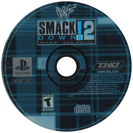 WWF SmackDown! 2: Know Your Role disc for PlayStation 1 (PS1) wrestling video game