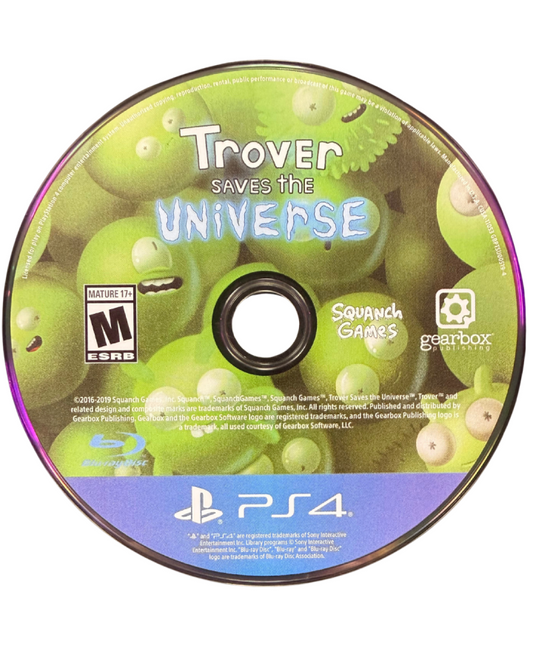 Trover Saves the Universe for PlayStation 4 comedic action adventure game featuring colorful alien worlds platforming combat and humorous story from the creators of Rick and Morty disc