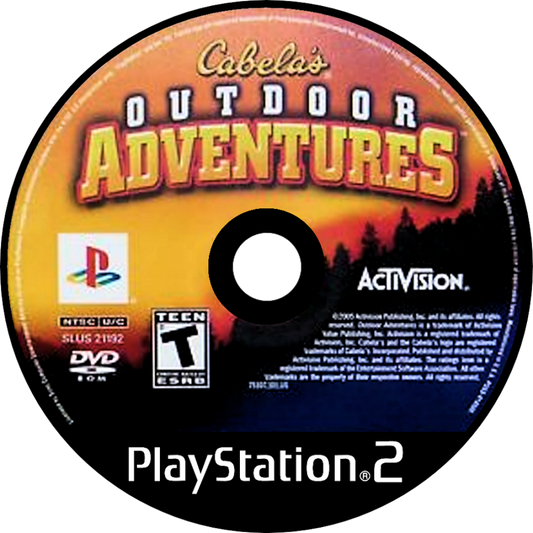 Cabela’s Outdoor Adventures for PlayStation 2 with hunting, fishing, and outdoor exploration theme disc