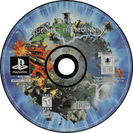 Populous: The Beginning disc for PlayStation 1 (PS1) real-time strategy video game