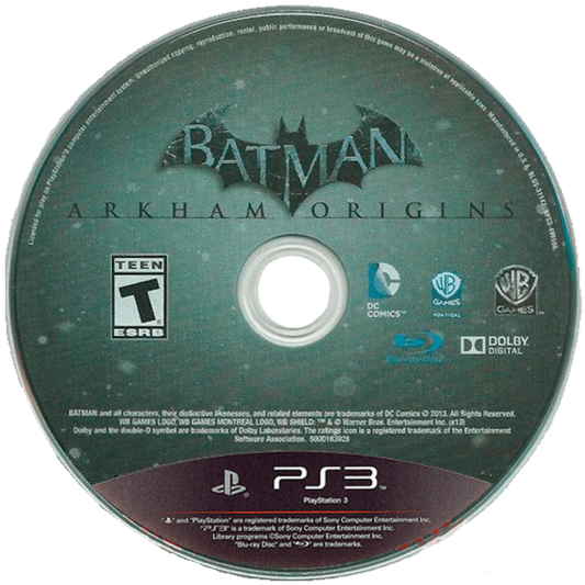 Batman: Arkham Origins disc for PlayStation 3 (PS3) video game