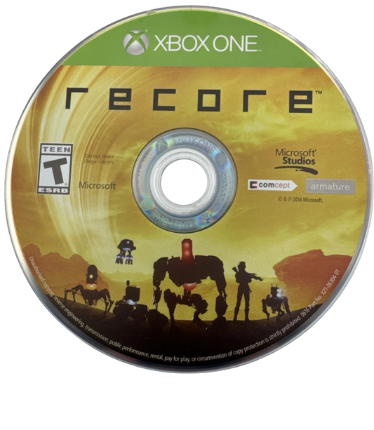 ReCore Xbox One action adventure sci fi platformer robot companions corebot gameplay exploration desert world shooter mechanics Metroidvania style traversal puzzle solving Armature Studio Comcept Microsoft Studios exclusive Xbox One game software futuristic adventure title disc