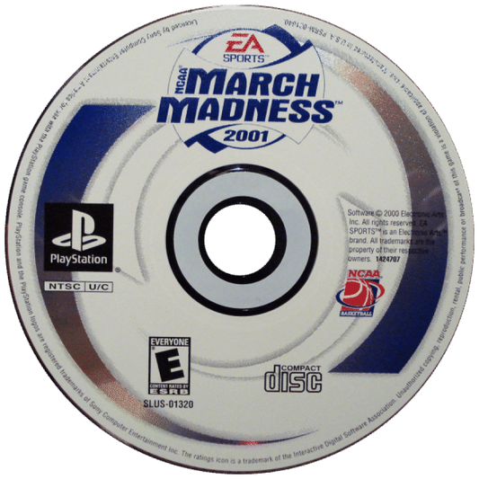 NCAA March Madness 2001 disc for PlayStation 1 (PS1) retro basketball video game