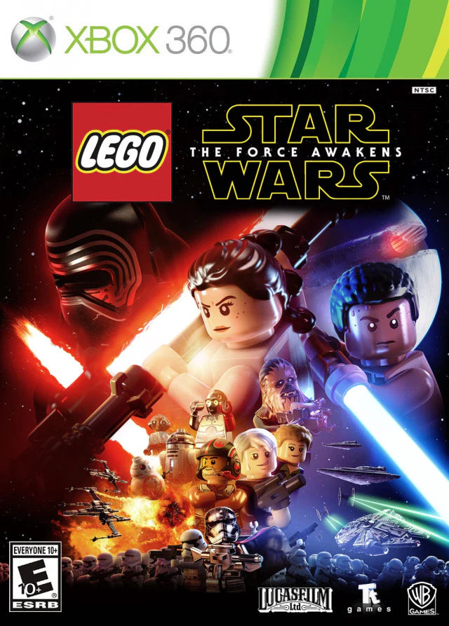 LEGO Star Wars: The Force Awakens cover art for Xbox 360 (X360) action-adventure sci-fi video game
