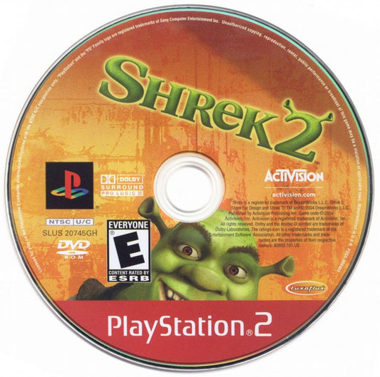 Shrek 2 Greatest Hits retro PlayStation 2 video game Shrek 2 action adventure platform puzzle solving cooperative gameplay DreamWorks movie based console title PlayStation 2 release disc
