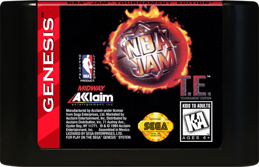 NBA Jam: Tournament Edition cartridge art for Sega Genesis (GEN) video game
