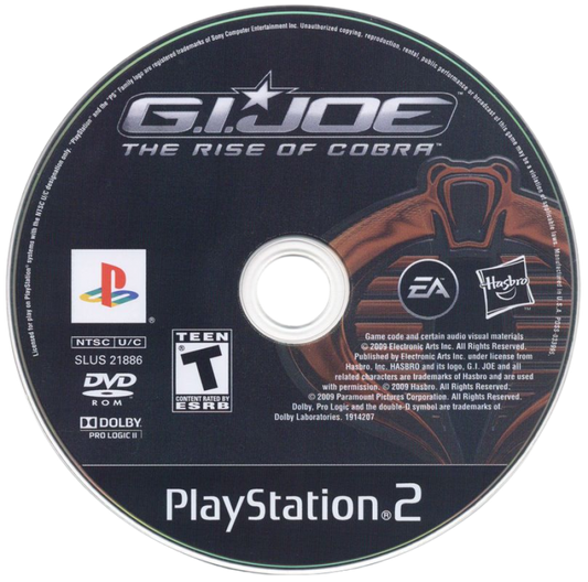 G.I. Joe: The Rise of Cobra disc for PlayStation 2 (PS2) military-themed third-person action video game based on the film