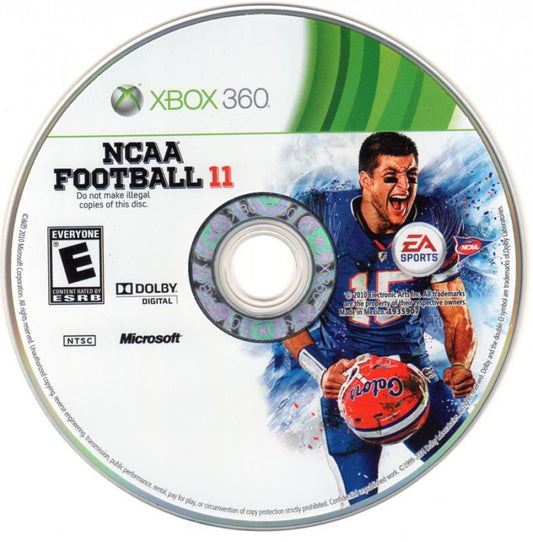 NCAA Football 11 disc for Xbox 360 (X360) college football sports video game