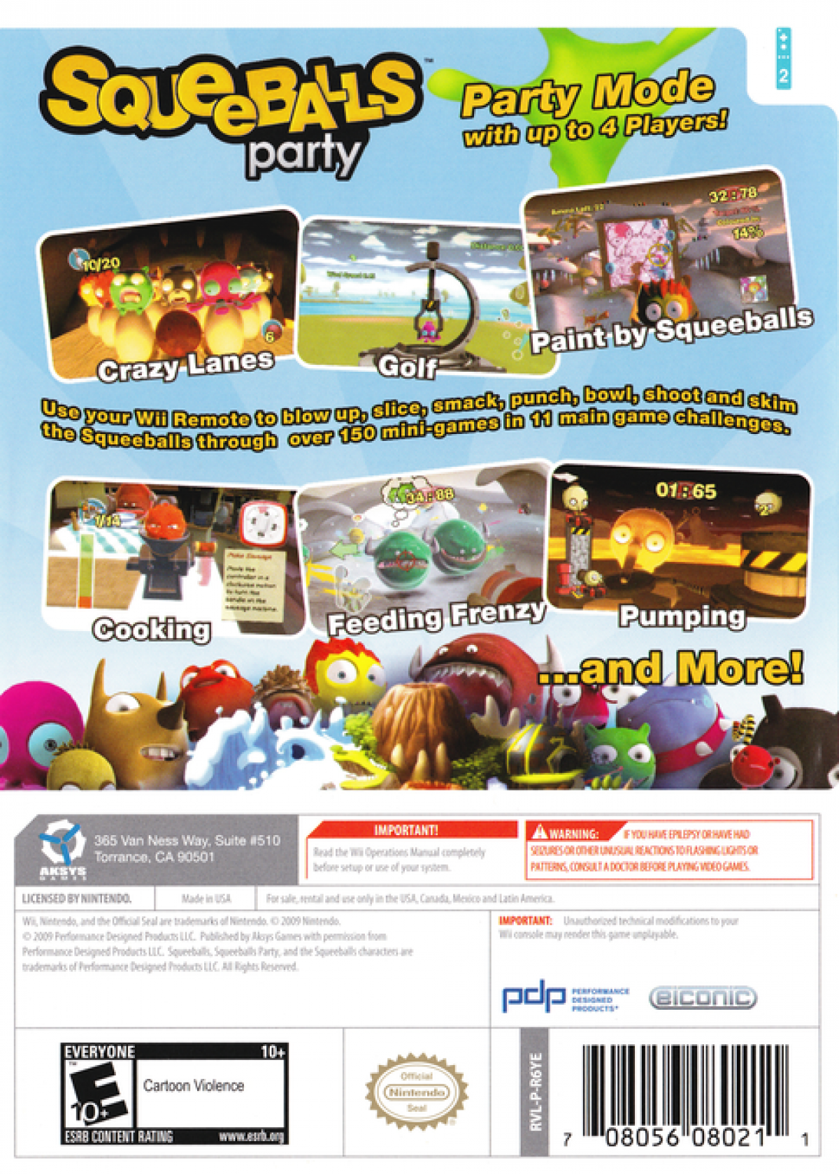 Squeeballs Party – Nintendo Wii (Wii) party mini-game arcade family video game back of case