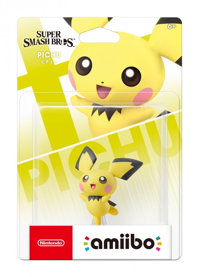Pichu Amiibo Super Smash Bros Nintendo Amiibo sealed collectible figure featuring Pichu from Pokémon detailed character design Super Smash Bros styling NFC functionality compatible Nintendo games sealed packaging Amiibo collection display collectible and gaming accessory appeal