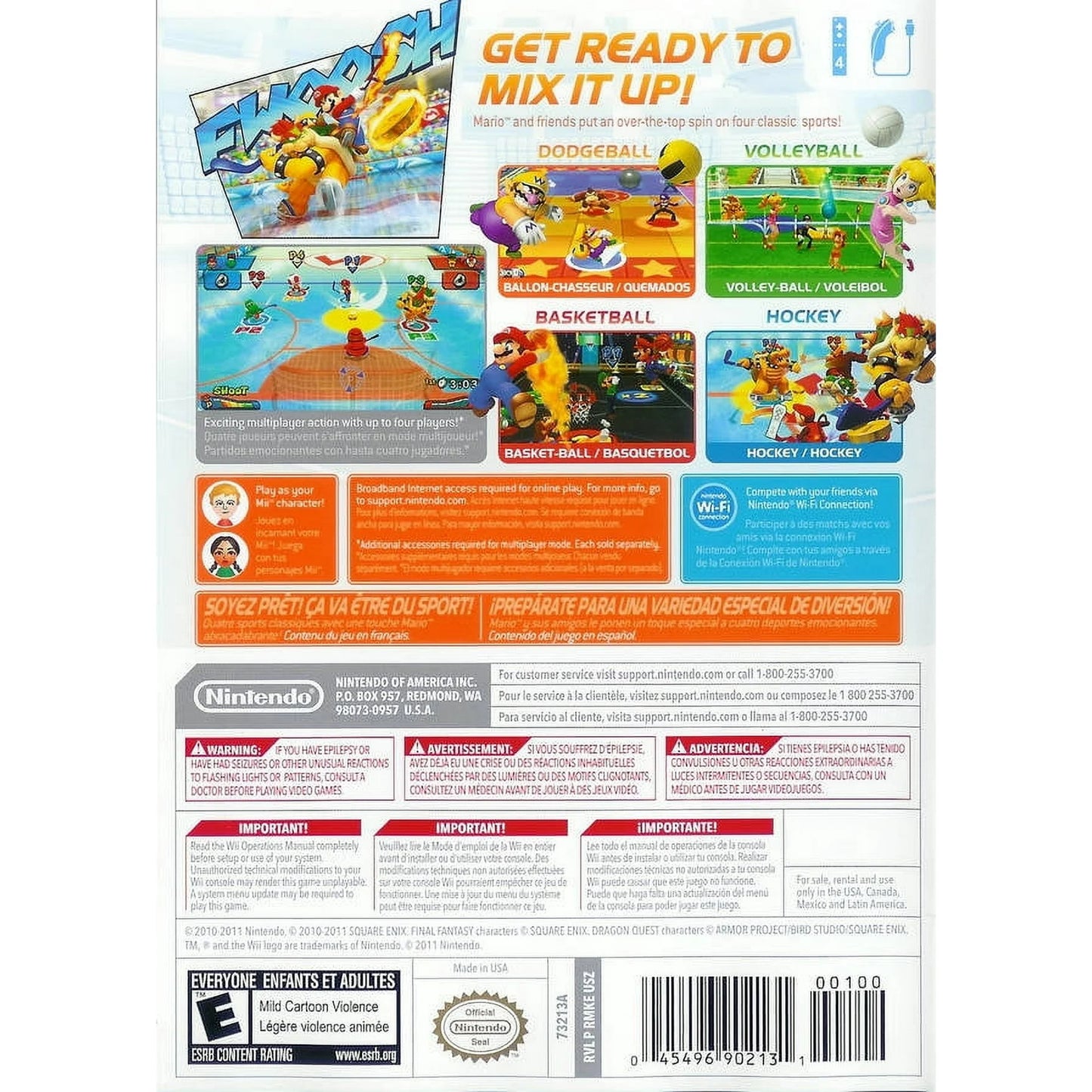 Mario Sports Mix – Nintendo Wii (Wii) multi-sport arcade action multiplayer video game back of case