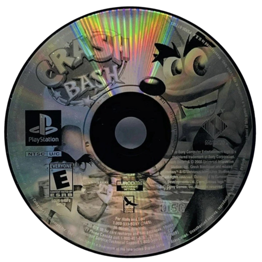 Crash Bash Greatest Hits PlayStation 1 party video game Eurocom 30 minigames adventure battle tournament modes 4-player multitap Crash Coco Cortex Tiny Dingodile multiplayer competition arena battles TNT crates pogo stick tanks hovercraft Sony disc