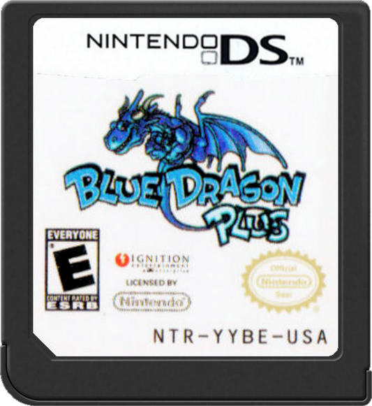 Blue Dragon Plus cartridge for the Nintendo DS featuring real time strategy RPG gameplay with shadow based combat customizable units and story driven missions in the Blue Dragon universe catridge