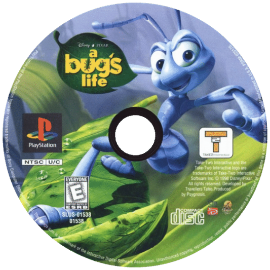 Disney Pixar A Bug's Life disc for PlayStation 1 (PS1) retro video game