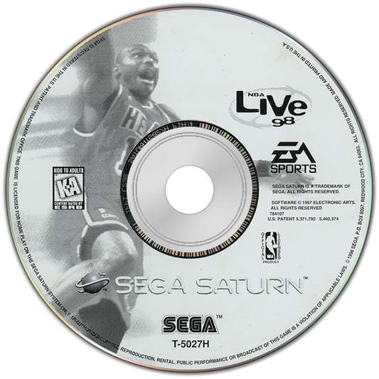 NBA Live 98 disc art for Sega Saturn (SS) video game