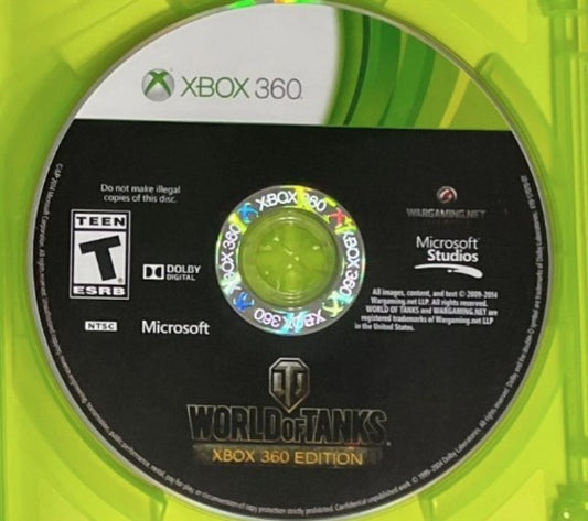 World of Tanks disc for Xbox 360 (X360) online multiplayer tank warfare video game
