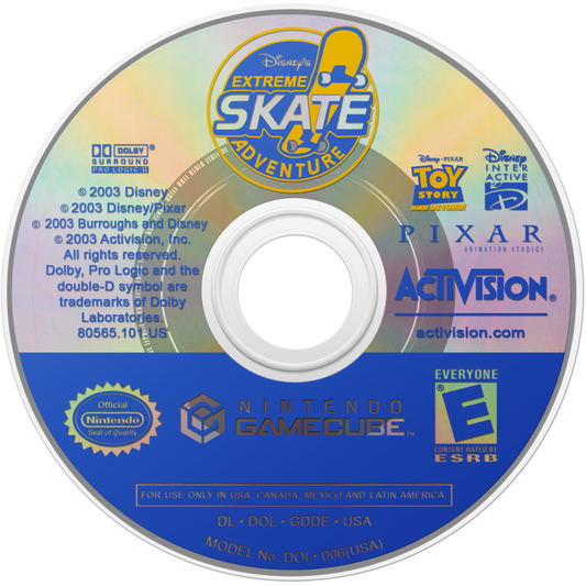 Disney's Extreme Skate Adventure disc for GameCube (GC) skateboarding sports video game